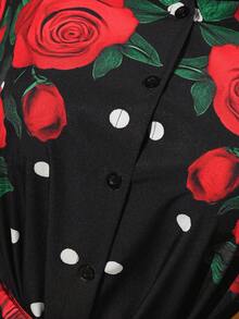 DreamSkyne 大码女士优雅玫瑰印花修身长裙，别致法式衬衫裙，适合春夏、返校、毕业典礼、假期、情人节、音乐节、母亲节、万圣节、感恩节、复活节、国庆节、舞会、约会、派对、婚礼、户外活动等场合。 - 彩色 - 查看 8