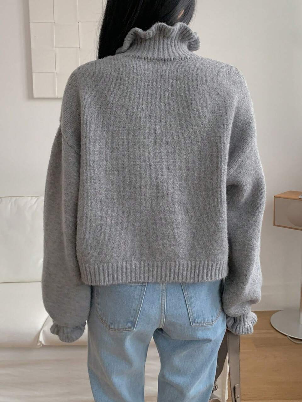 Women's Solid Color Drop Shoulder Long Sleeve Casual Knit Cardigan, Autumn/Winter