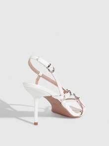 CUCCOO SZL Women's Elegant Commuter Buckle Heeled Sandals - White - View 3
