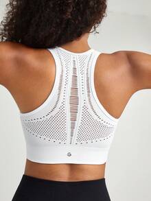 GLOWMODE Seamless Wild Racerback Sports Bra Gym Fall Winter - White - View 1