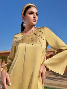 Al Najma Abaya Ả Rập của phụ nữ - Màu vàng - Xem 5