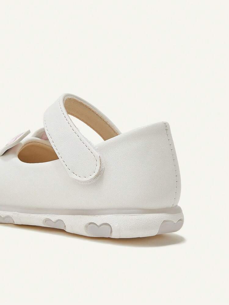 1 Pair White Bunny Shoes With Glossy Texture, 3D Rabbit Ear Design, Hook And Loop Strap For Easy On/Off, Cute Cartoon, Soft & Comfortable, Fashion Princess Shoes - White - View 9