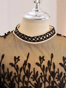 SHEIN Tween Girls' Elegant Lace Party Birthday Princess Dress - Black - View 2