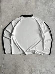 AXEPEAK Áo polo dài tay nam in số, kiểu dáng thường ngày, thích hợp đi làm. - trắng - Xem 2