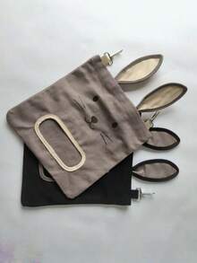 1个大容量兔子造型悬挂式干草喂食器袋，可爱设计，防抓挠，可替代干草架，适用于兔子、豚鼠、仓鼠等小型动物的栖息地配件，柔软面料，防啃咬，可水洗，小型宠物用品，笼子用干草槽。 - 彩色 - 查看 6