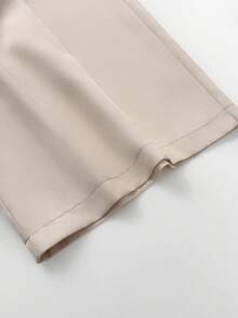 Franclia 大码女士优雅法式休闲裤，秋冬季 - 杏色 - 查看 3