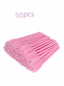 50/100/200/500 Piezas Cepillos desechables negros para pestañas, varitas de rímel, aplicadores de maquillaje mini para cejas - Rosa - Ver 8