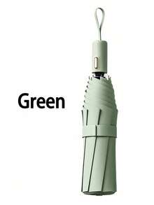 1pc Fully Automatic 16 Ribs Black Umbrella, Windproof Sun Protection Umbrella, UV Blocking Reverse Folding Compact Umbrella, Business Umbrella For One Person For School,Office,Household,Travel (Fabric Cover, Rib Color, And English Letter Pattern Design Randomly Assorted)