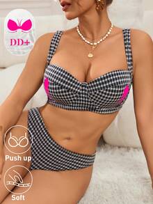Swim DD+ 女士格子比基尼套装，适合海滩度假
