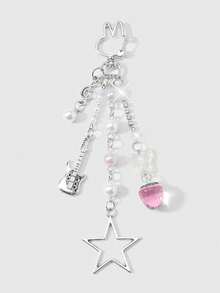 ROMWE Kawaii 1 chiếc móc khóa bạc thời trang, tinh tế, đa năng, chất lượng cao hình ngôi sao, hoa nhựa, dâu tây, chấm bi, ruy băng, nơ, mặt dây chuyền hình ngôi sao, thích hợp làm đồ dùng hàng ngày cho nữ/bé gái, quà tặng ngày lễ. - Màu hồng - 13 - Xem 8