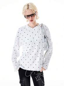 Bloopia 女士波点兔耳连帽长袖T恤 - 白色 - 查看 2