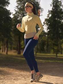 SHEIN In My Nature Einfarbige, nahtlose Outdoor-Sport-Leggings mit hoher Taille - Blau - Übersicht 7
