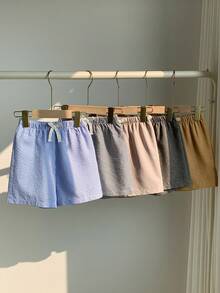 SHEIN LMoss Kids 5条装 男童休闲、舒适、百搭、实用短裤，适合日常穿着、上学、外出、运动、春夏穿着 - 彩色 - 查看 6