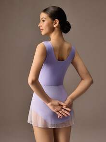 少女健身、户外运动、芭蕾舞、舞蹈、体操连体服 - 紫色 - 查看 2