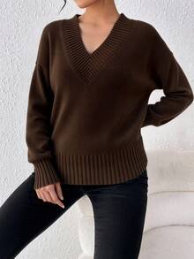 Plus Size Sweaters - Brown - View 1