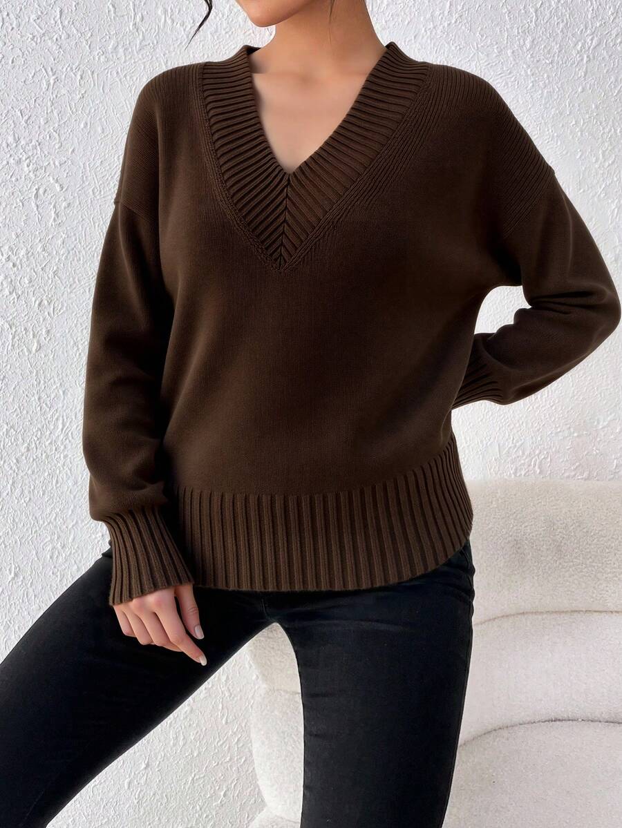 Plus Size Sweaters - Brown - View 1