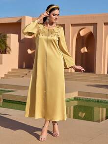 Al Najma Abaya Ả Rập của phụ nữ - Màu vàng - Xem 3