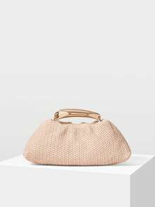 MOTF PREMIUM PU LEATHER BEADED TOP HANDLE BAG - Beige straw - View 6