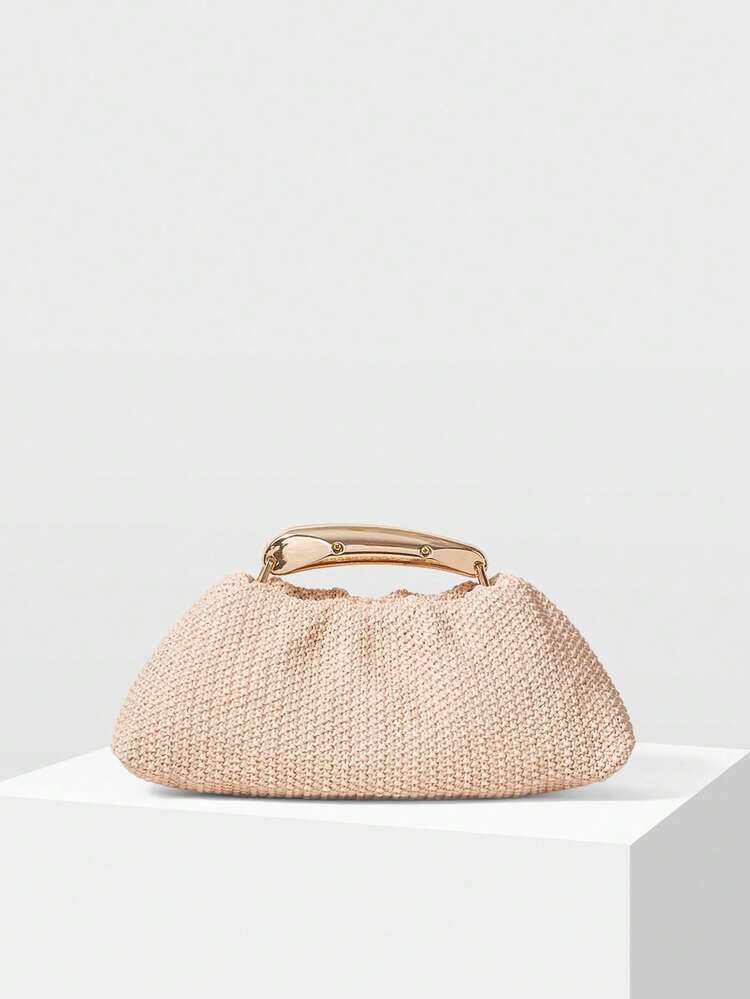 PU LEATHER BEADED TOP HANDLE BAG