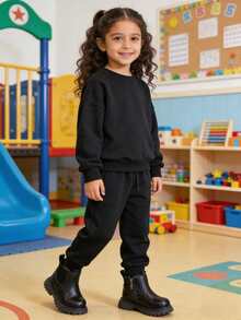 Otoño invierno nuevos niños botas botas individuales british wind niñas moda caliente suela suave botas de cuero moda antideslizante adecuado para combinar con una variedad de estilos de ropa - Negro - Ver 5