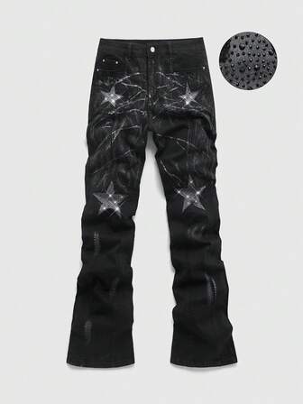 Herren Jeans mit funkelnden Stern-Diamanten in Lagen
