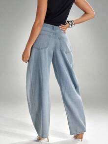 Pantalones de mujer pantalones vaqueros pantalones anchos pantalones de mezclilla mujer pantalones baggy pamtalones mujer pantalones de mujer mezclilla pantalones de mujer curvy - Gris - Ver 7