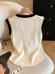 GlowEve Women's Knitted Casual Embroidered Summer Top - Apricot - View 2