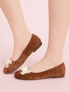 CUCCOO DOLLMOD Women's Elegant Commuter Flats With 3D Flower Bow Decor For Christmas - Brown - View 6