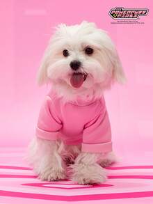 THE POWERPUFF GIRLS X PETSIN 1件装，3个小女孩踢足球，爱心印花宠物无帽，粉色秋冬加厚保暖宠物衣服 - 粉色 - 查看 6