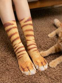 Joivida 3D Animal Socks – Digital Print, Realistic Cat/Dog Designs, Fun Leopard Print - Multicolor - View 3