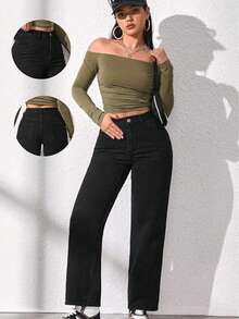 Pantalones de mujer pantalones vaqueros pantalones anchos pantalones baggy pantalones de mezclilla mujer pamtalones mujer pantalones de mujer mezclilla pantalones de mujer curvy - Gris - Ver 2