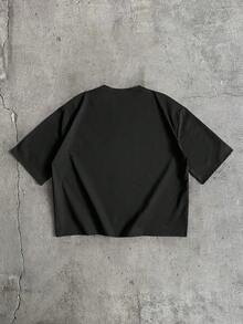 AXEPEAK Camiseta de verano de manga corta y cuello redondo para hombres con diseño de cruz versátil y de moda - Negro - Ver 4