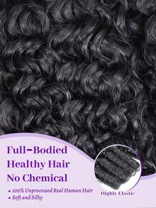 缅甸卷发 3 束 12A 未经加工的处女水波纹真人发束，螺旋卷发尾 3C4A 快速编织假发，适合女性，自然黑 - Natural Black - 查看 6