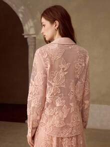 MOTF PREMIUM ROMANTIC FLORAL EMBROIDERY BLOUSE, SPRING/SUMMER - Pink - View 3