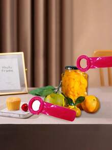 1PC Hot Pink Can Opener Bottle Opener Jar Lid Remover Multi Function Kitchen Tool For Home Camping Travel Dorm Essentials Gadget - Hot Pink - View 2