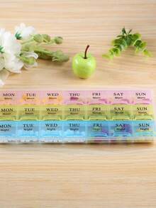 1pc 21 Grid Large Capacity Portable Pill Organizer Blue Yellow Pink Colors 7 Day Weekly Medicine Box With Flip Lid Morning Noon Night Compartments Dustproof Clean Travel Storage Case For Adults Men Women Daily Use Home Office Trip Summer Essentials - Random Color - View 6