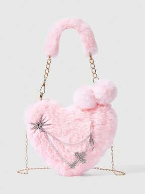 Grunge Punk Cute Daily Casual Fashion Chain Cross Body Plush Bag