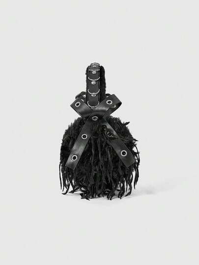 ROMWE Anime 1pc Black Y2K Punk Style Metal Rivet Decor Millennium Baddie Goth Black Spider Ear Muffs, Sweet & Cool Fashionable Subculture Unisex Warm Ear Warmers