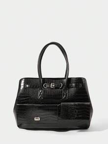 SHECARRY Túi Tote trơn màu đơn giản, tiện dụng, Túi đi làm - Súng kim loại - Xem 2