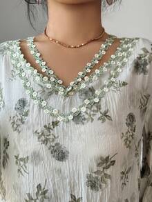 Yasmyna Women's Arabic Style Dress Long Sleeve Summer Dresses - Green - View 2