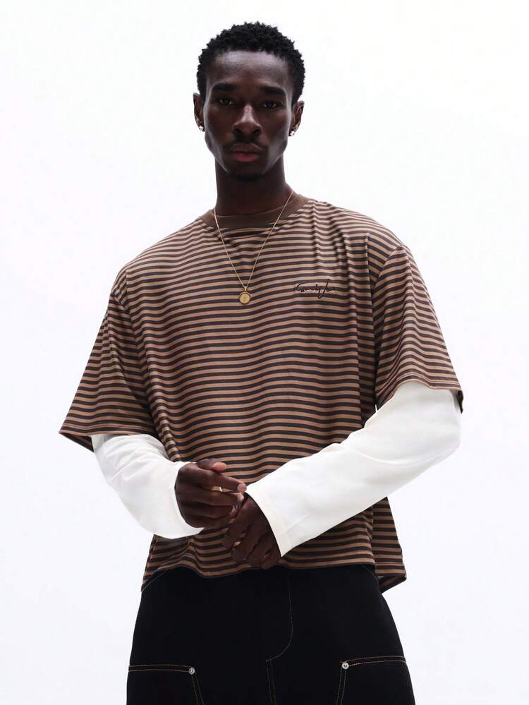 Langärmliges, gestreiftes Lagen-T-Shirt