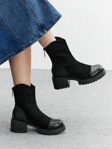 CUCCOO BIZCHIC Casual Commuter Simple Chunky Heel Women Ankle Boots For Christmas - Black - View 5