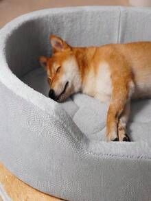 [ Ins Nordic Style ] Detachable And Washable Lychee Patterned PU Leather Pet Dog Bed Anti Slip Stable Base, Four Season Universal Mattress, Living Room Bedroom Dual-Use, Small And Large Dog Bed Dog Basket - Light Grey - View 4