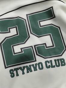 STYNVO 男士宽松落肩拉链休闲连帽卫衣，俱乐部短款拉链男士短款印花街头连帽衫，白色印花短款连帽衫，Y2K印花连帽卫衣，印花长袖上衣 - 白色 - 查看 7