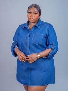 CurvyTilda 大码秋季秋冬装 返校节 返校节 万圣节 圣诞节 生日装 夜间外出 俱乐部装 机场装 商务休闲女装 乡村复古 端庄老派 商务休闲女装 工作服 女士教师装 教堂装 女士纯色休闲长袖牛仔连衣裙 女士蓝色连衣裙 休闲工作服 端庄连衣裙 办公室连衣裙 西式连衣裙 - 藍色 - 查看 5