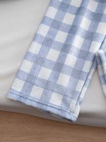 Soft & Fluffy Bear Embroidery Plush Cozy Pajama Set For Big Girls - Blue - View 7