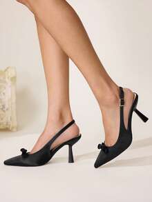 CUCCOO CHICEST Women's Fashionable & Elegant Party Pumps With Bow Decor Valentine's Day Elegant Shoes Wedding Shoes - Black - View 4