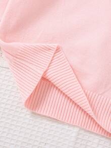 Abito-maglione bianco tinta unita a collo alto e lunghezza media per ragazze, stile classico e versatile, adatto per l'autunno/inverno - Rosa Baby - Visualizzare 4