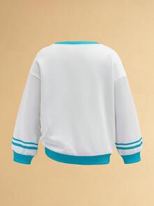 SHEIN Felix The Cat 1pc Young Girl Casual Cartoon Cat Pattern V-Neck Long Sleeve Sweatshirt - Multicolor - View 2