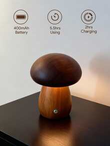 Teckwe 木质蘑菇灯，便携式无线触摸开关灯，床头灯，胡桃木/榉木暖色可调光台灯，无级调光夜灯，生日礼物 - 彩色 - 查看 5